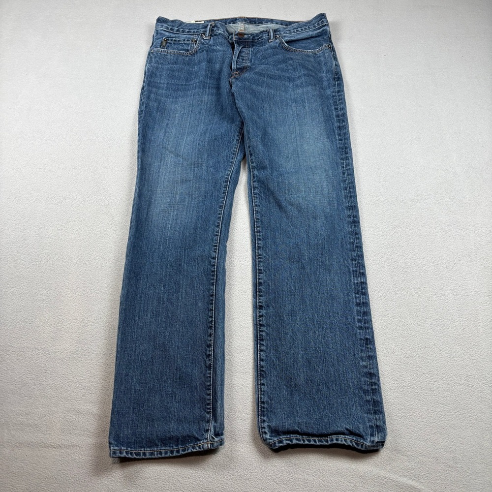 Abercrombie & Fitch Mens Straight Leg Blue Jeans 36x32 Button Fly Medium Wash